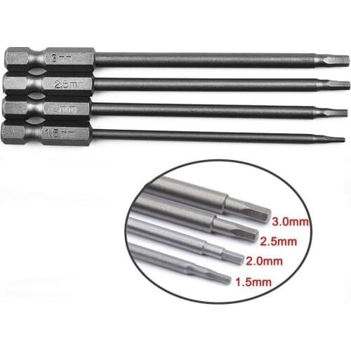 4Pcs S2 Alloy Steel Hex Screwdriver 1/4" Hex Shank Magnetic Head 100mm/ 4" Screwdrivers 1.5/2.0/2.5/3.0mm Screw Driver Bits Set