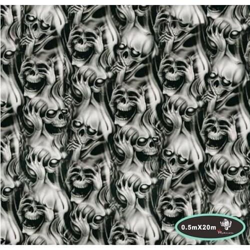 Popular DIY car decoration skull pattern hydro water transfer printing film hydrographic films 50cm wide PVA Film HF8068