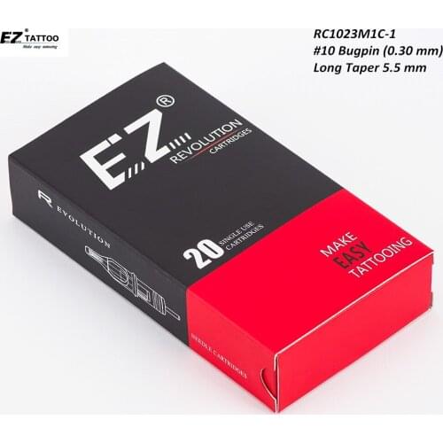 RC1023M1C-1 EZ Revolution Cartridge Tattoo Needles Curved Magnum#10 Bugpin compatible with Machine & Grips