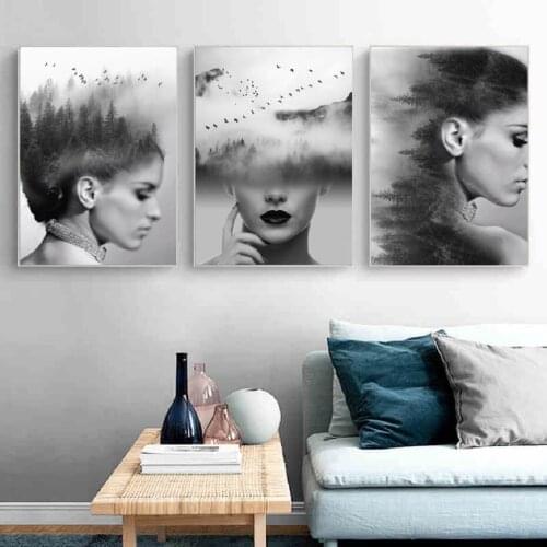 Nordic Abstract Girl Beauty Model Canvas Prints Woman Posters Wall Art Canvas Paintings Wall Pictures Girls Bedroom Home Decor