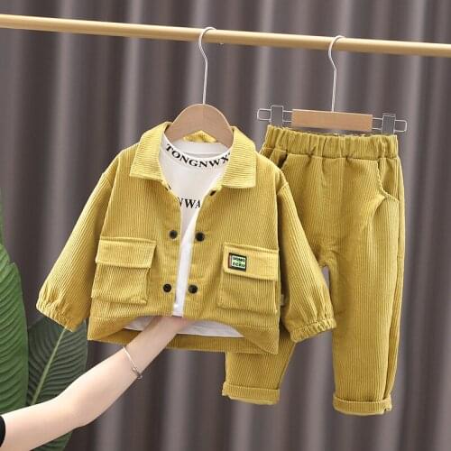 Boys Spring Autumn Clothes Sets Children Casual Coat T-shirts Pants 3pcs Tracksuits For Baby 1 To 5 Years Toddler Outfits Suits
