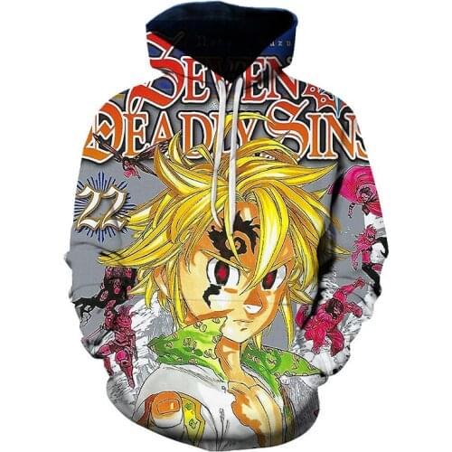Anime 3D The Seven Deadly Sins Hoodies Teenager Long Sleeve Pullover Sweatshirt Women Men Hip Hop Street Hoodies Sweatshirt Coat