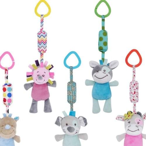 Cute Animal Plush Rattles Stroller Hanging Bell Mobiles Infant car bed hanging animal hand grab rattleor Newborn Children Gift