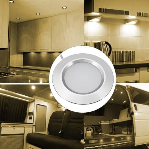 Recessed 12LED RV Boat Recessed Ceiling Light 12V Led Lights Round Shape Ultra-Thin Camper Interior Lighting Small Downlight wi