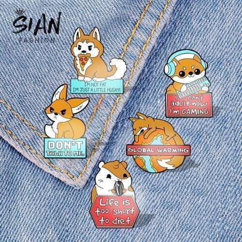 Cute Cartoon Animal Dog Fox Squirrel Brooches Pins Acrylic Lapel Pin Handmade Art Photo Denim Collar Backpack Icon Badge Jewelry