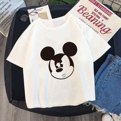 Women Mickey Mouse Head Print Casual Cartoon Short Sleeve Summer Graphic Girl Womens Clothing Tops T-Shirt Female Tops