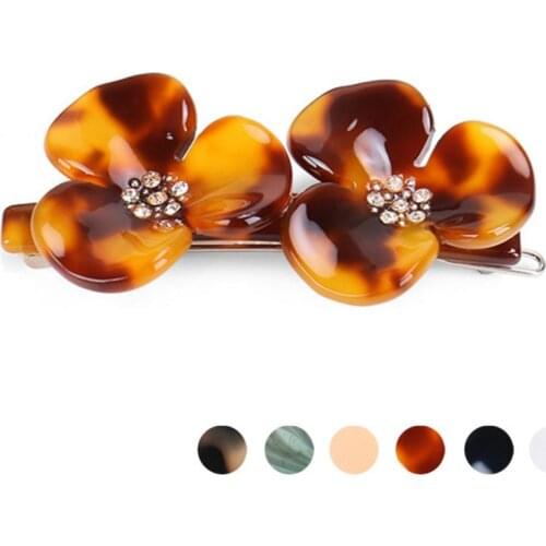Beauty Rose Flowers Hair Pin Clip Barrette for Women Girls Classic Hair Accessory - Rhinestone Hair Ornament Jewelry for Tiara