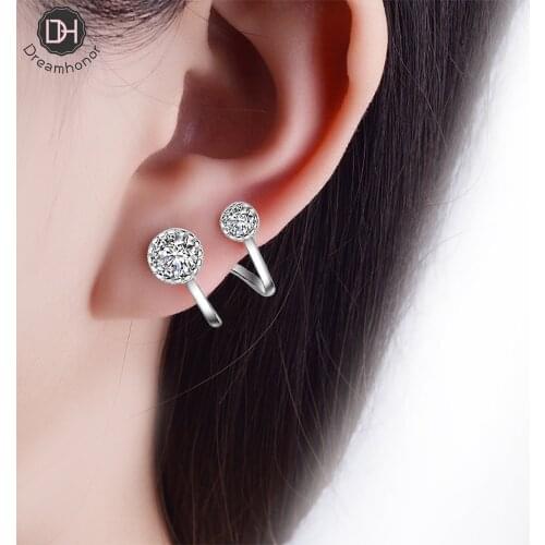 Dreamhonor 2021 Newest Design Fashion 925 Sterling Silver Zirconia Crystal Rhinestone Clip Earrings For Women Earrings Jewelry