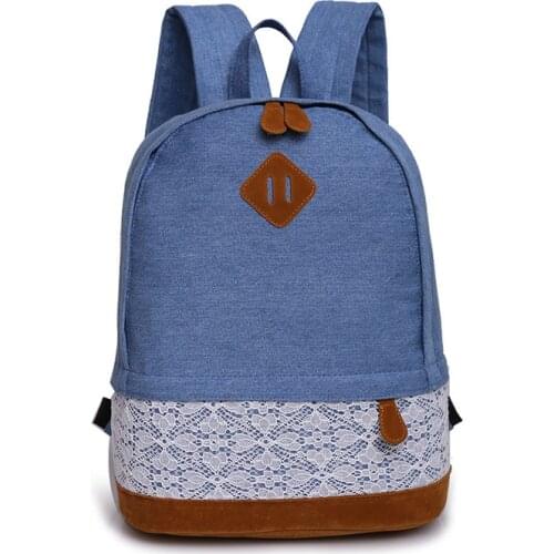 AUGUR Fashion Women Canvas Lace Backpack Bag School for Teenagers Vintage Laptop Backpack Rucksack girl school bag