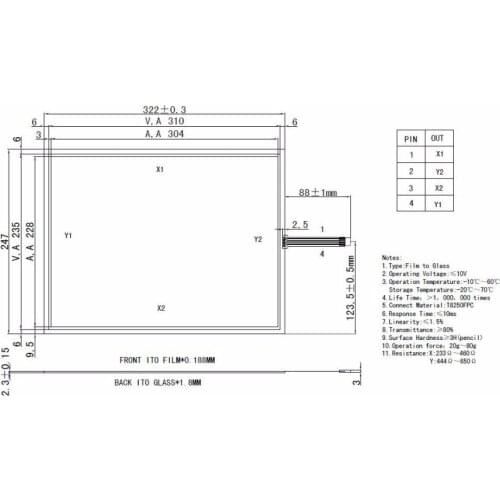 ZhiYuSun 4151023 322mm*247mm 15.1Inch Touch Screen 4 wire resistive USB touch panel overlay 322*247