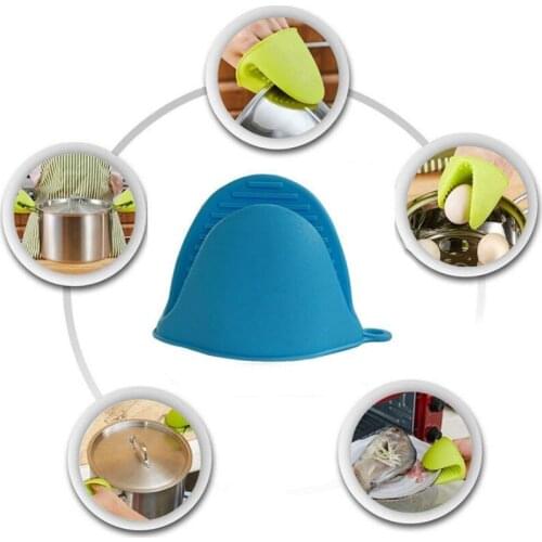 1Pc Kitchen Silicone Heat Resistant Oven Mitts Cooking Baking Gloves Insulation Non Stick Anti-slip Pot Bowel Holder Clip