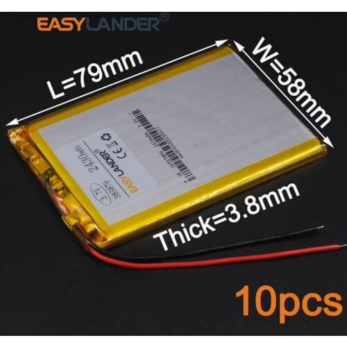 10pcs/Lot 3.7V 2430mAh 385879 Polymer Li-ion Battery For Bluetooth Notebook Tablet PC iPAQ E-Book Power Bank PDA Portable DVD