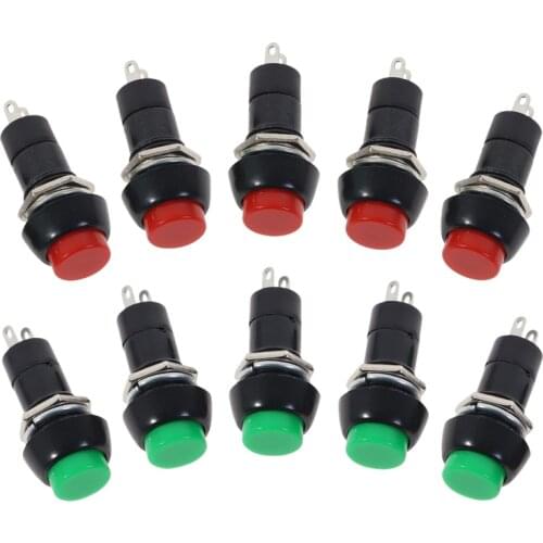 100pcs PBS-11B 2PIN Plastic 12mm Push Button Momentary Switch 3A 150V Red green random sent by default
