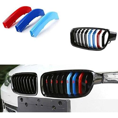 3D Front Grille Trim Motorsport Strips Grill Cover Stickers for F30 F31 F35