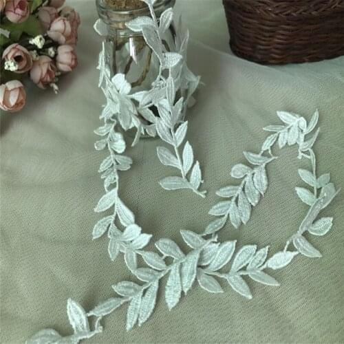 5 Yards White Leaves Venise Lace Trim Applique For DIY Sewing Craft Home Decor Costume Design