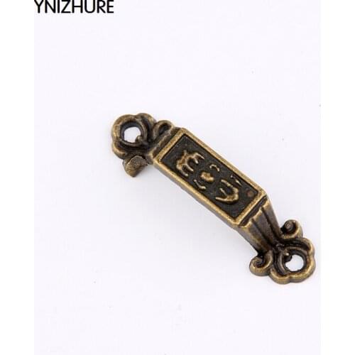 50pcs 40*10mm Bronze Tone Metal Arch Shape Door Pull Handle, Antique Brass Jewelry Box Makeup Drawer Small Handle With Screw