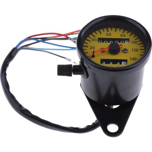 60mm Yellow Face Motorcycle LED Speedometer Odometer Gauge With Indicator