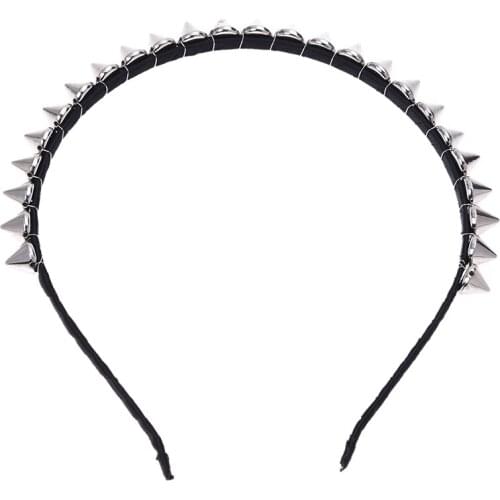 AUAU-Silver Metal Stud Rivet Spike Headband Hair Head Band Aliceband Punk Girl