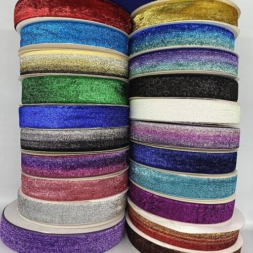 6--38mm Glitter Velvet Ribbon No Elastic Single Face Ribbon Headband Clips Bow Decoration