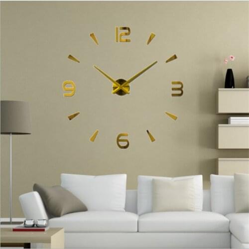 Key Time Digital Large 3d Wall Clock Modern Silent Diy Self-adhesive Decorative Wall Clock Sticker Living Room Decoration
