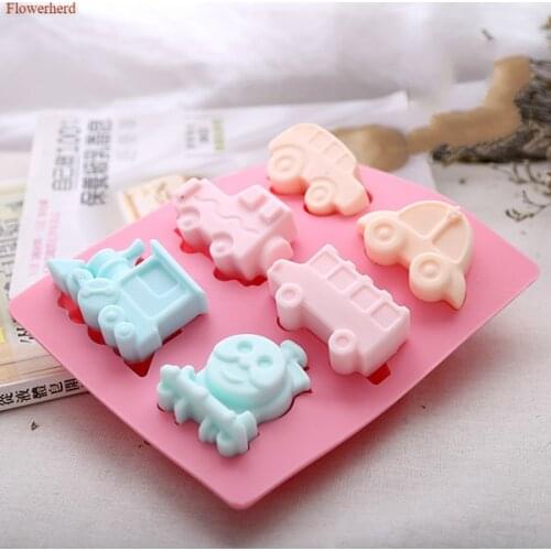 Cars Train Food Grade Soft Silicone Mold Handmade Soap Mold 3D Fondant Cake Mold Cake Decors DIY Chocolate Candy Mold