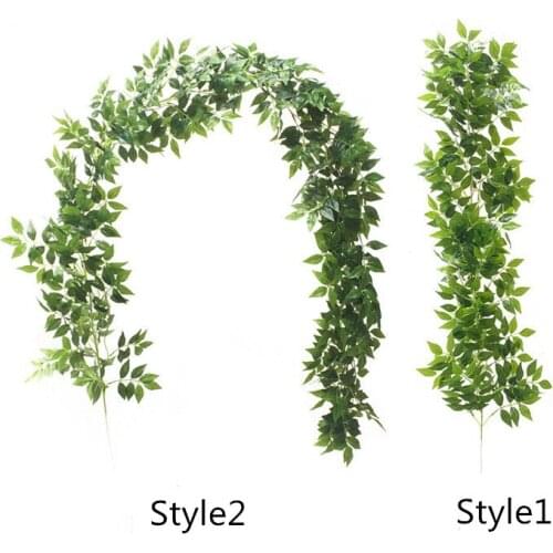 Artificial Hanging Vine Plant Lvy Fake Leaves Garland Rattan Grass Greenery Silk Plastic Flower Home Garden Wall Wedding Decor