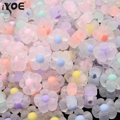 IYOE 10/30/50pcs 13mm Sunflower Acrylic Beads Matter Mix Color Spacer Beads For Making Bracelet Earring Handmade Scrapbooking