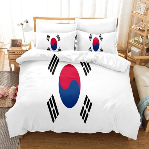 Korea Flag Bedding Set Single Twin Full Queen King Size Europe America Developed Country Bed Set Kids Bedroom Duvetcover Sets