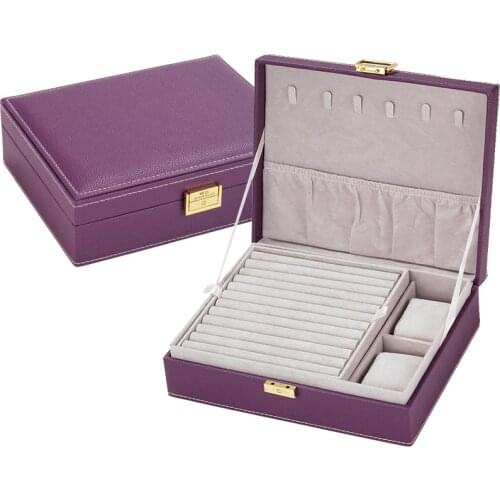 NEW Fashion Style Leather Jewelry Storage Box Woode Storage Box For Girls,Necklace Rings Etc Makeup Organizer,boite a bijoux