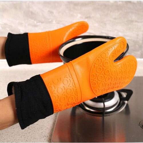 Kitchen Anti-skid Heat Resistant Silicone Glove Oven Pot Baking Cooking Mitt