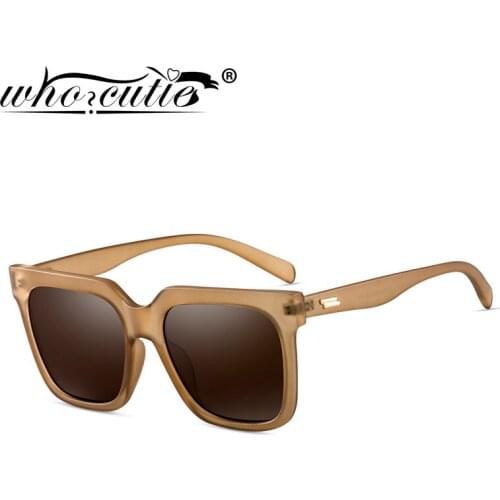 WHO CUTIE Square Fashion Oversized Sunglasses Women 2020 Brand Design Matte Tea Frame Fashion Sun Glasses Shades for Female S234