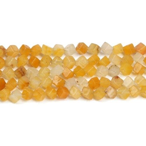 Square Natural Stone Yellow Jades Beads for Jewelry Making Loose beads Spacer Handmade Diy jewelry bracelets necklace Accessorie