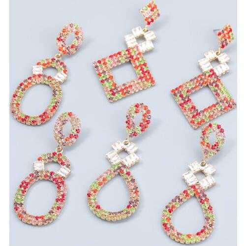 Fashion Multi-layer Metal Rhinestone Geometric Earrings Womens Creative Popular Dangle Earrings Party Accessories