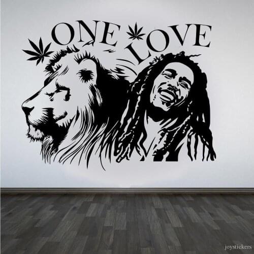 Wall stickers Bob Marley Lion Zion "ONE LOVE" Quote Wall Art Sticker/Decal/Mural Removable Vinyl Waterproof Mural