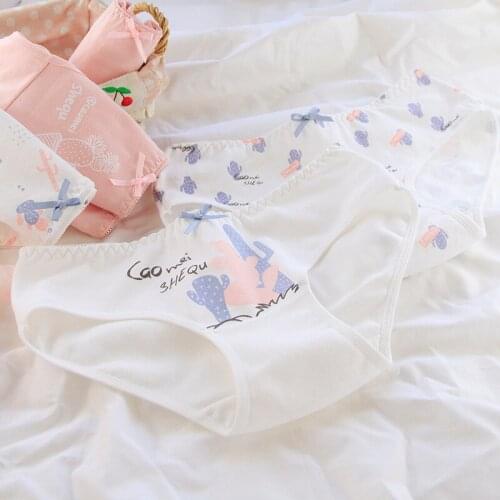 2020 new girls underwear 6pc/bag cotton middle waist briefs young girl panties Teenagers 5 style lovely intimate students