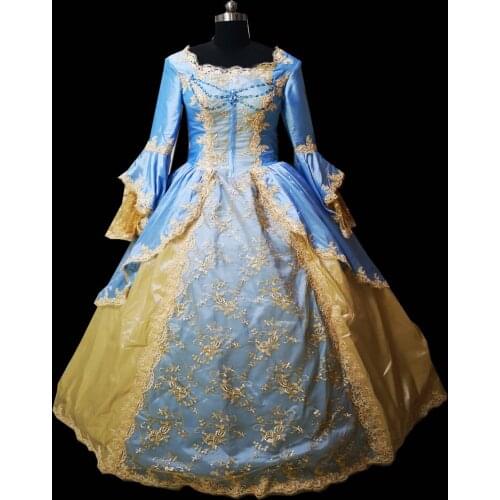 2020 New blue victorian Halloween Cosplay dress Colonial Georgian Renaissance Gothic Historical dress D-357