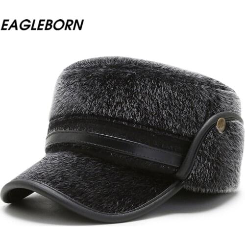 NEW Faux Fur Hats Men Hat Winter Bomber Hats Russian Hat Dad Hats Military Faux Fur Cap