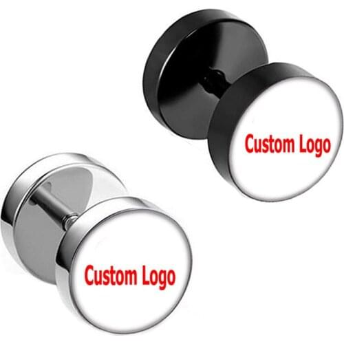 Wholesale Custom Logo Fake Ear Plugs Cheaters Studs Earrings Illusion Ear Studs 8mm 10mm 40pcs