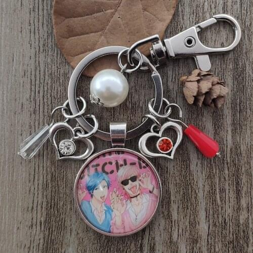 Original Handmade Cartoon Anime Yarichin Bitch-bu Club Ayato Yuri YUI TAMURA Keychain Time Gem Key Ring Women Men Gift WJCS-1