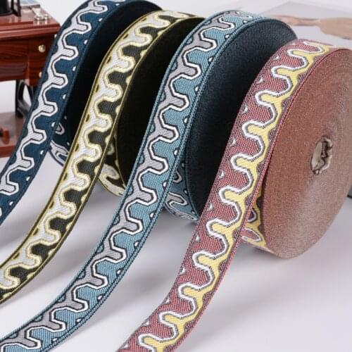 25M/Lot 3cm Wide Jacquard Lace Ribbon Trim Curtain Accessories Decorative Pillow Edge Garment Sofa Lace Belt DIY Sewing