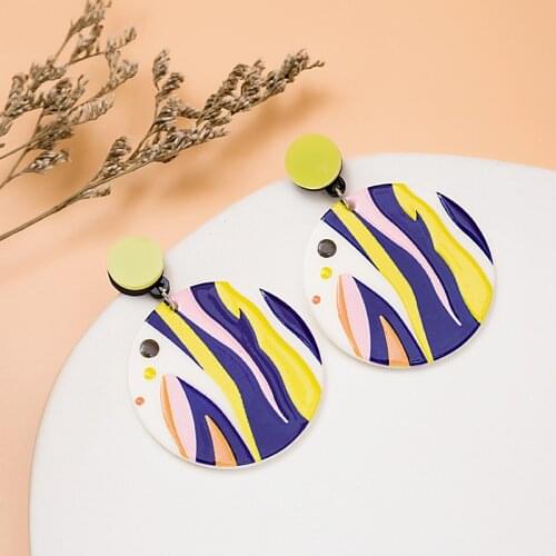 Origin Summer Statement Head Portrait Geometrical Painting Dangle Earring for Women Arcylic Ice Cream Holiday Earring Jewelry