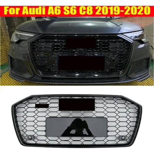 For Audi A6 S6 C8 2019 19 2020 20 RS6 Style Front Bumper Grille Honeycomb Silver Black Grill