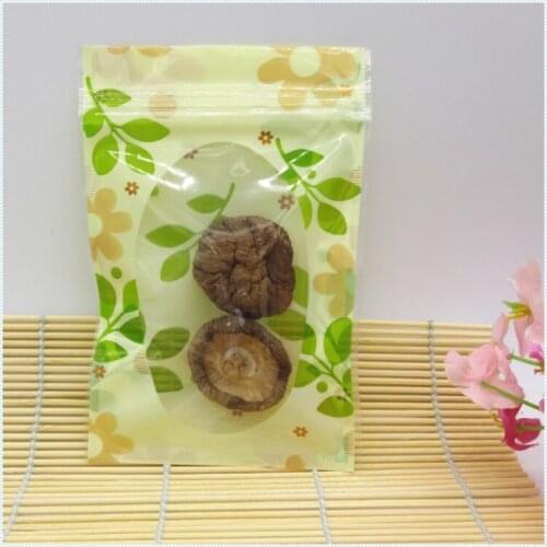 Retail 22*30cm 100/Lot Tea Snack Clear Ziplock Packaging Bags Green Leaf Heat Seal Plastic Valve Resealable Bag