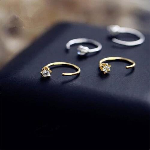 S925 Sterling Silver Simple Zircon Open Stud Earrings Ear Bone Nails For Woman Couple Fashion Classic Jewelry Accessories