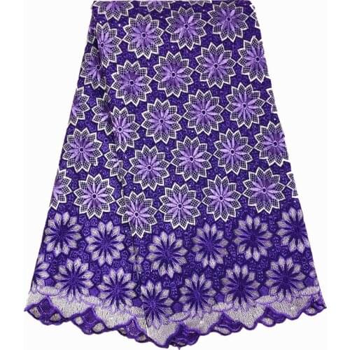 Swiss lace fabric cotton material purple lace high quality nigerian lace fabric for women dress
