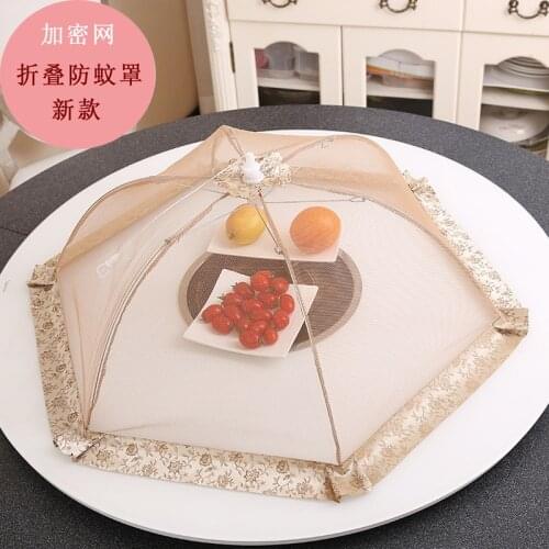 Folding Dish Cover Lace Mesh Encryption Net Anti-Mosquito Table Cover New Plain Large Reinforced Net Dish Cover hello kitchen