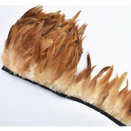 1Meters Natural Rooster Tail Feather Trims Ribbon Dress Skirt Fringe Clothing Pheasant Feathers for Crafts Jewelry Making Plumas