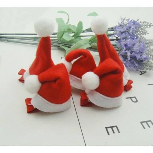 Pet hair clip accessory Christmas hat hair clips Hand cloth creative clip dog hair accessories 30pcs/lot
