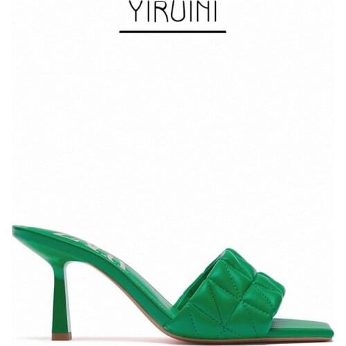 Za Summer 2021 New High-heeled Sandals Womens Square Head Stiletto Open-toe Woven Slippers Fashion Word With Sandals