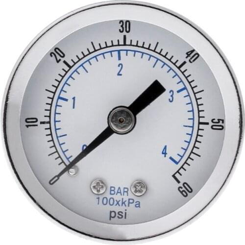 1/8" NPT Air Compressor / Hydraulic Pressure Gauge 0-60 PSI Back Mount 1.5" Face